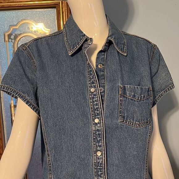 Vintage Y2K Denim Snap Up Tommy Hilfiger Dress - Picture 2 of 9